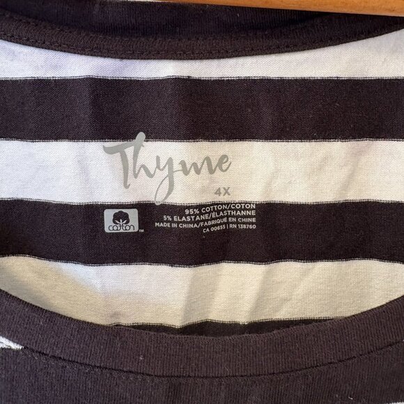 Thyme Maternity Striped Long Sleeve Shirt Black White NWT Size: 4XL Plus size - Picture 4 of 7